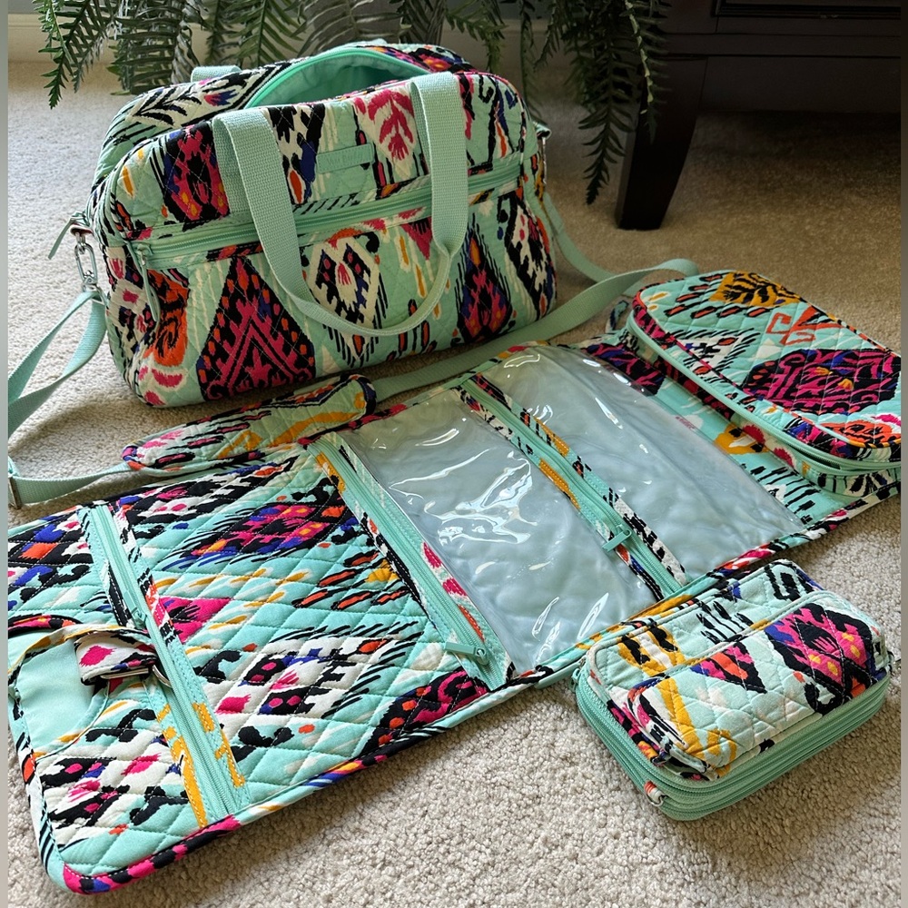 Vera Bradley Pueblo Travel Set - duffle, hanging organizer and wristlet